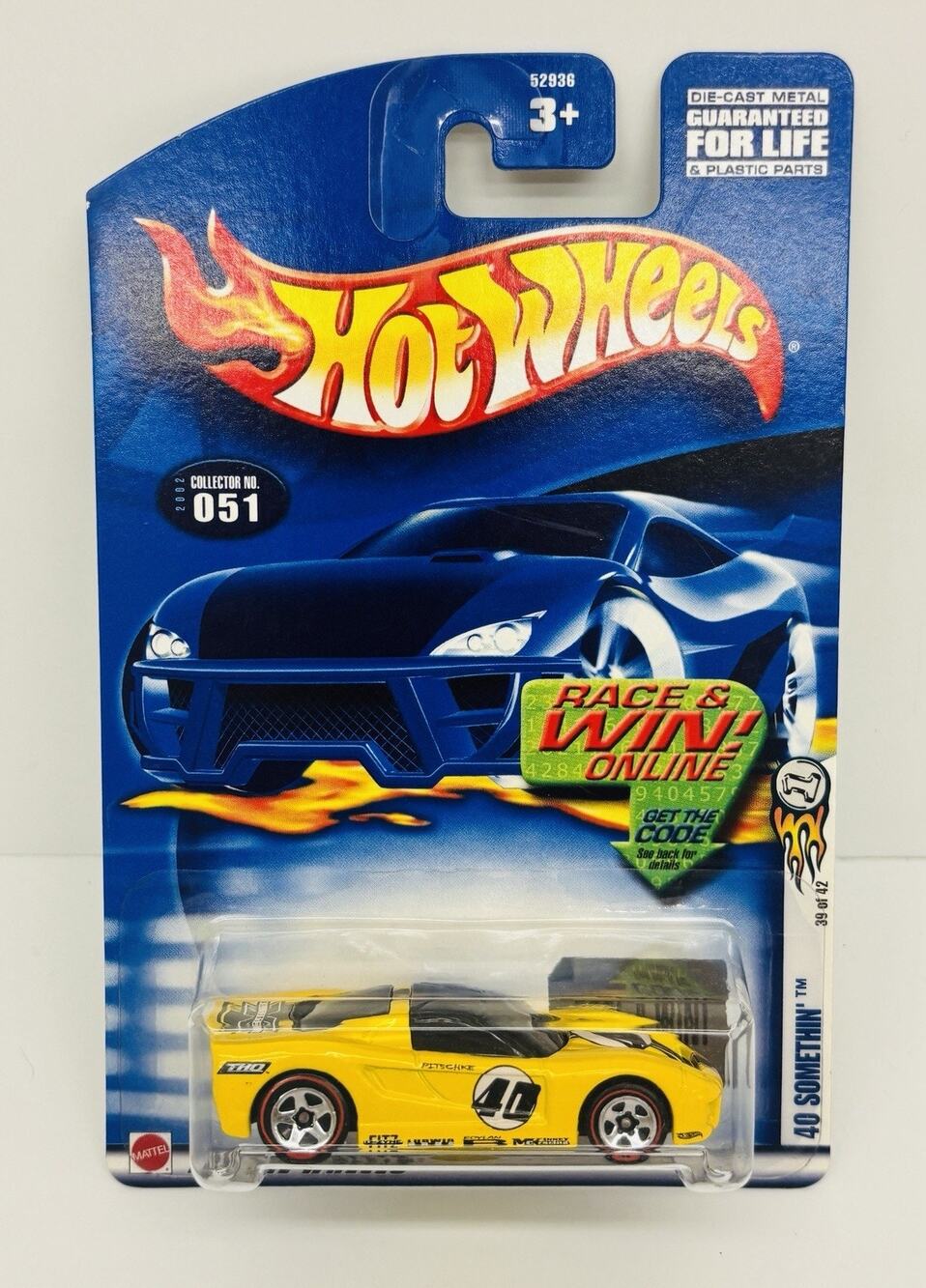 Hot Wheels Velocity X 40 Somethin' Yellow Red Line Wheels 52936 w/ Protector